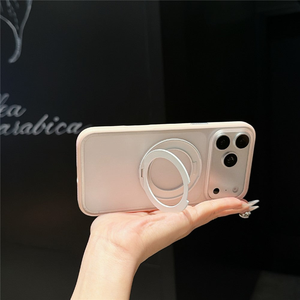 For iPhone 17 Pro Magnetic Case Rotating Kickstand Matte PC + TPU Phone Cover