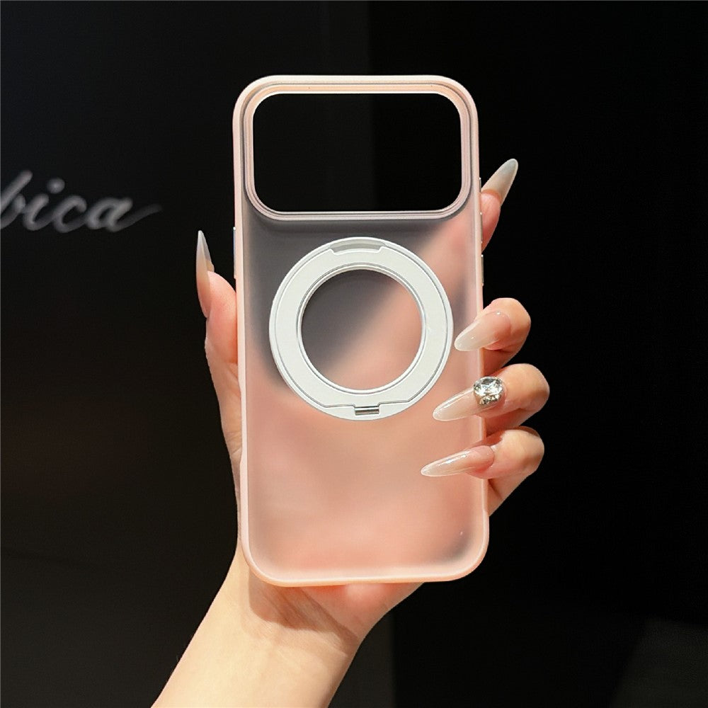 For iPhone 17 Pro Magnetic Case Rotating Kickstand Matte PC + TPU Phone Cover