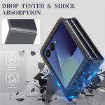 AUTSPACE A01 For Samsung Galaxy Z Flip8 Case Matte PU Leather + PC Folding Phone Cover with Hand Strap