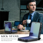 AUTSPACE A01 For Samsung Galaxy Z Flip8 Case Matte PU Leather + PC Folding Phone Cover with Hand Strap