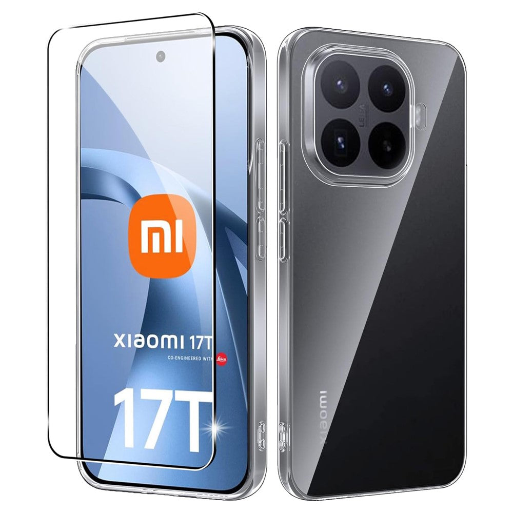 For Xiaomi 17T Clear TPU Anti-Scratch Phone Case + 2.5D Arc Edge Screen Protector