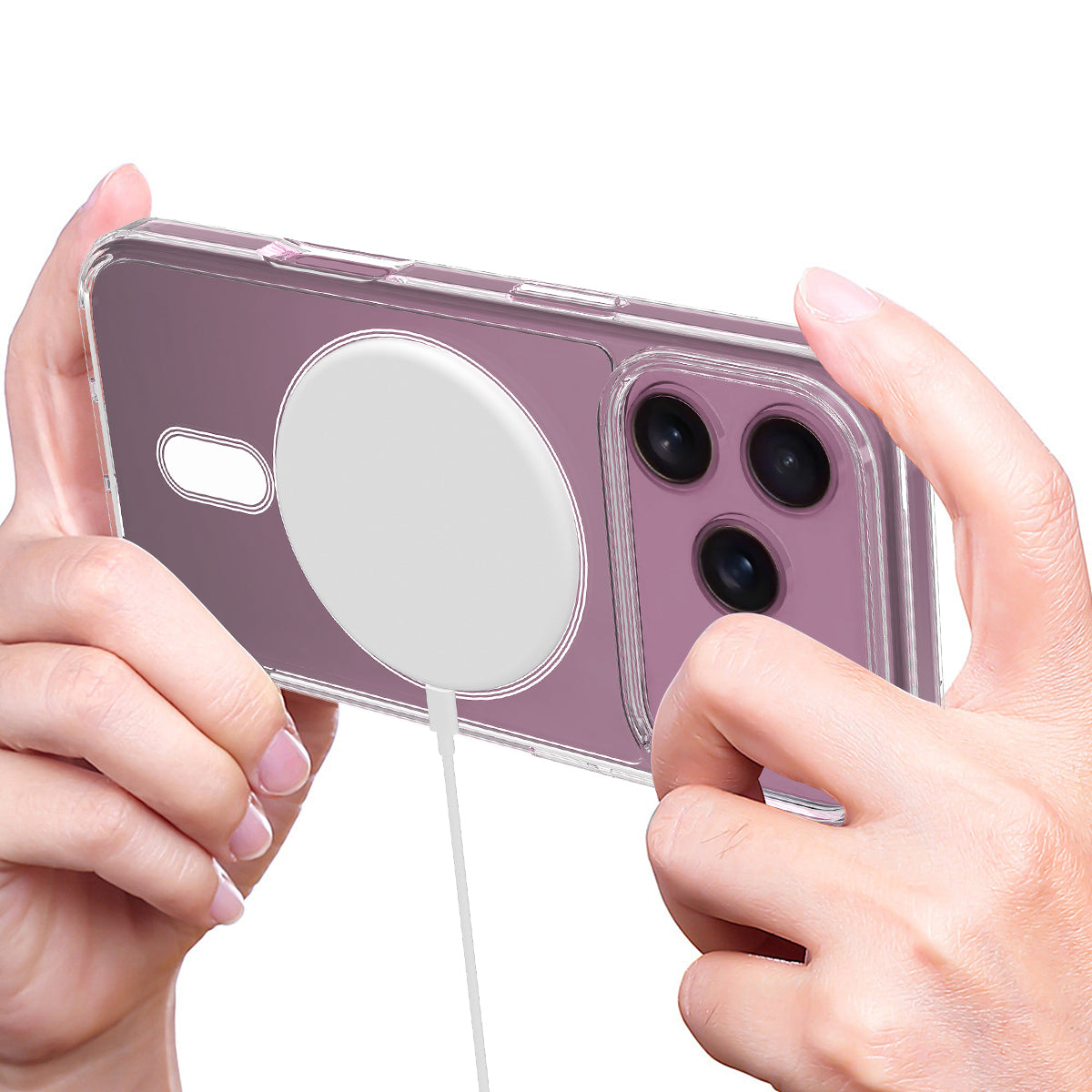 Til iPhone 18 Pro / 17 Pro Gennemsigtigt Telefon Cover med Magnet TPU + Akryl Bagside