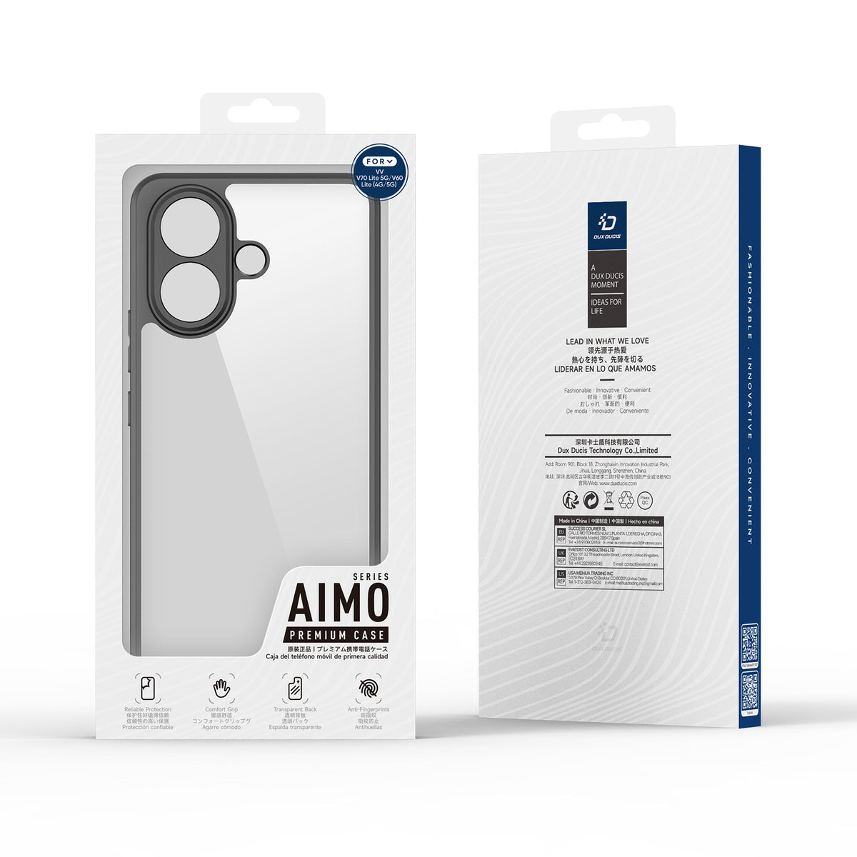 DUX DUCIS til vivo V60 Lite 5G / vivo V60 Lite 4G / vivo V70 Lite 5G Aimo Series PC + TPU Gennemsigtigt Bagcover (REACH certificering)