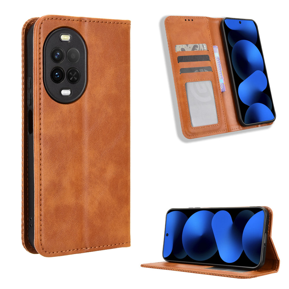 For Huawei nova 16z 5G Leather Case Wallet Stand Retro Texture Phone Cover