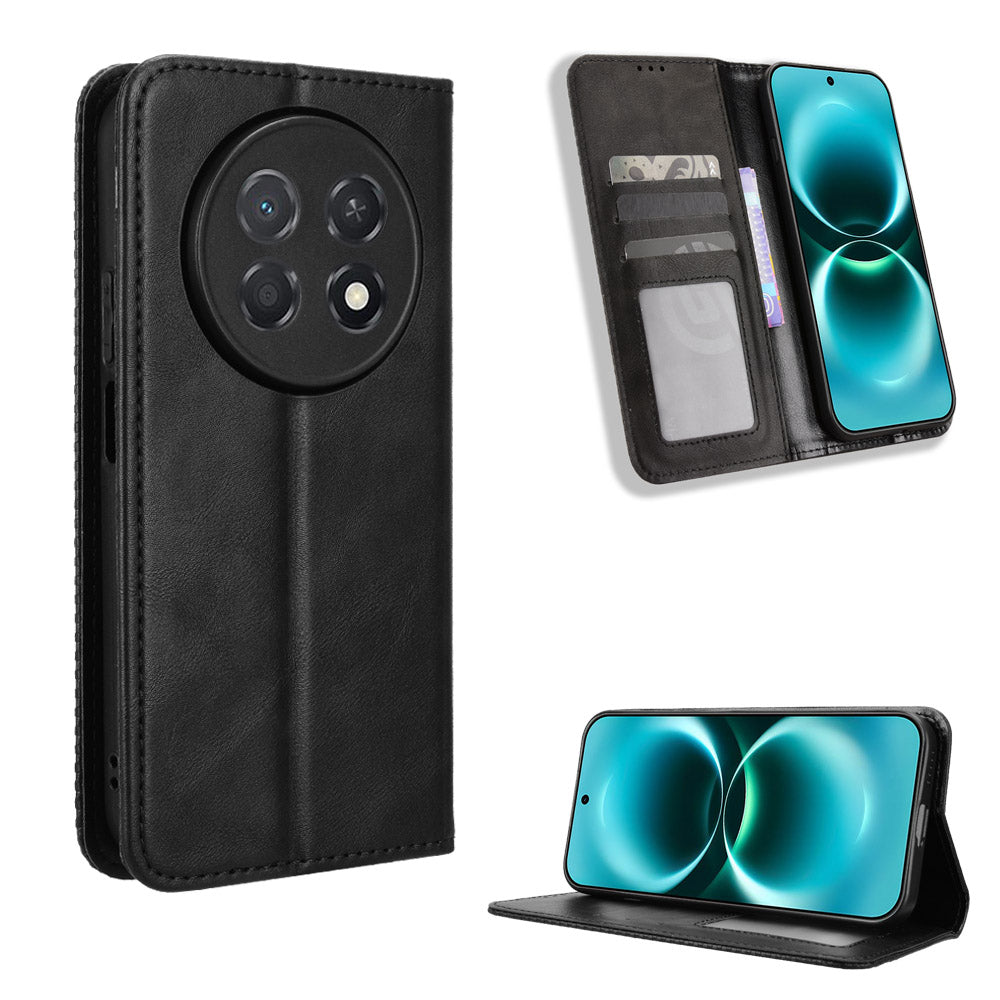 For Huawei Enjoy 90 Pro Max / Huawei nova 15 Max Leather Case Wallet Stand Retro Texture Phone Cover