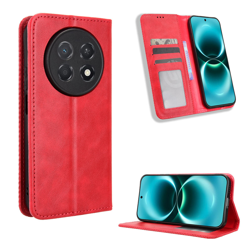 For Huawei Enjoy 90 Pro Max / Huawei nova 15 Max Leather Case Wallet Stand Retro Texture Phone Cover