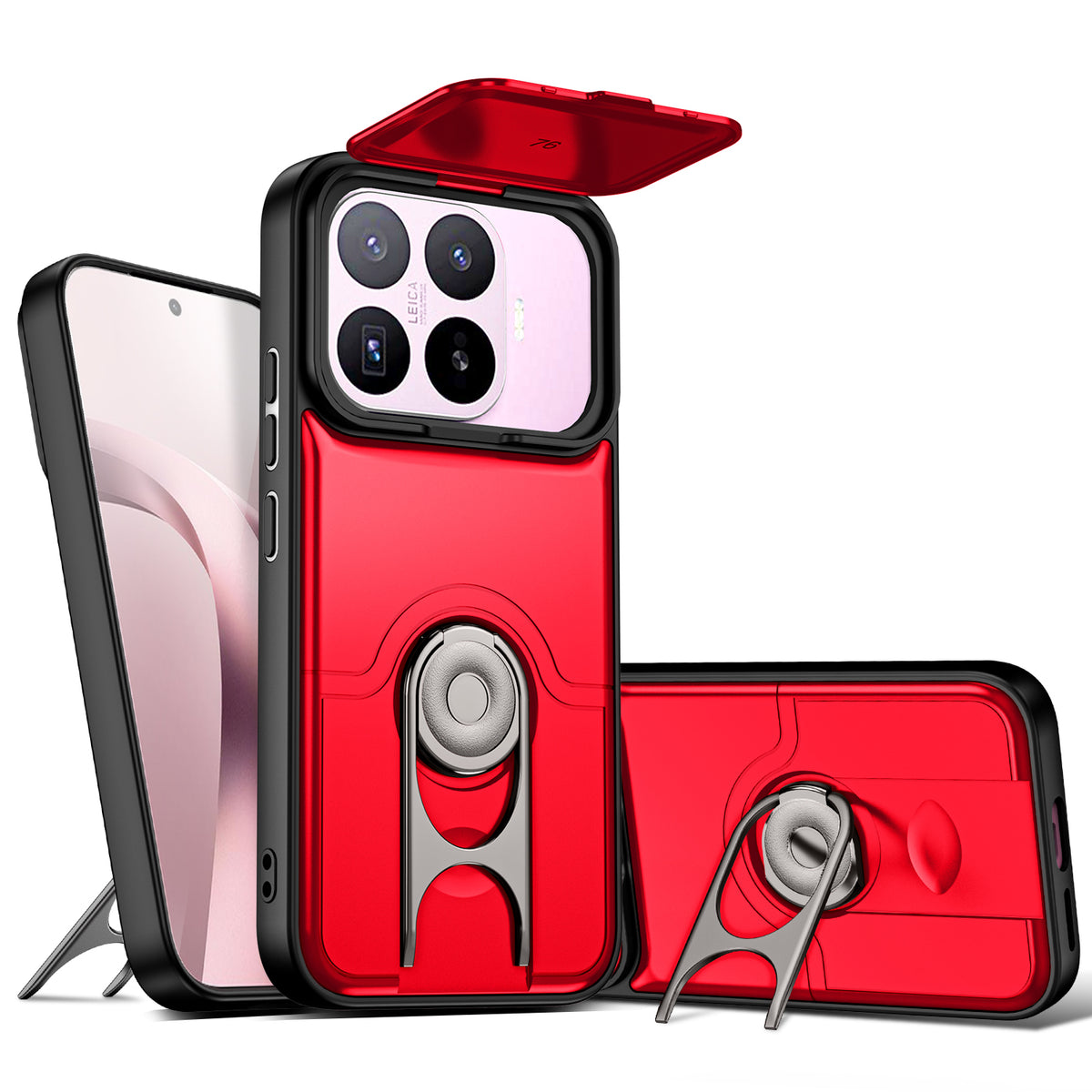 Til Xiaomi 17T Cover med skydelåge til kamera, støttefod, PC + TPU Beskyttende Telefoncover