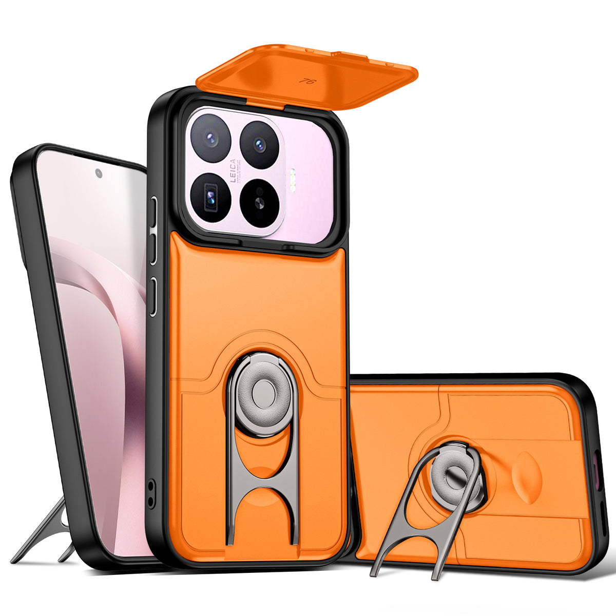 For Xiaomi 17T Case with Slide Camera Cover Kickstand PC + TPU Protective Phone Shell