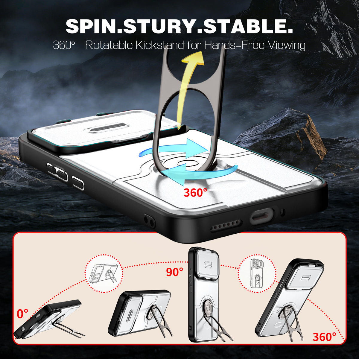 For Xiaomi 17T Pro Case with Slide Camera Cover Kickstand PC + TPU Protective Phone Shell