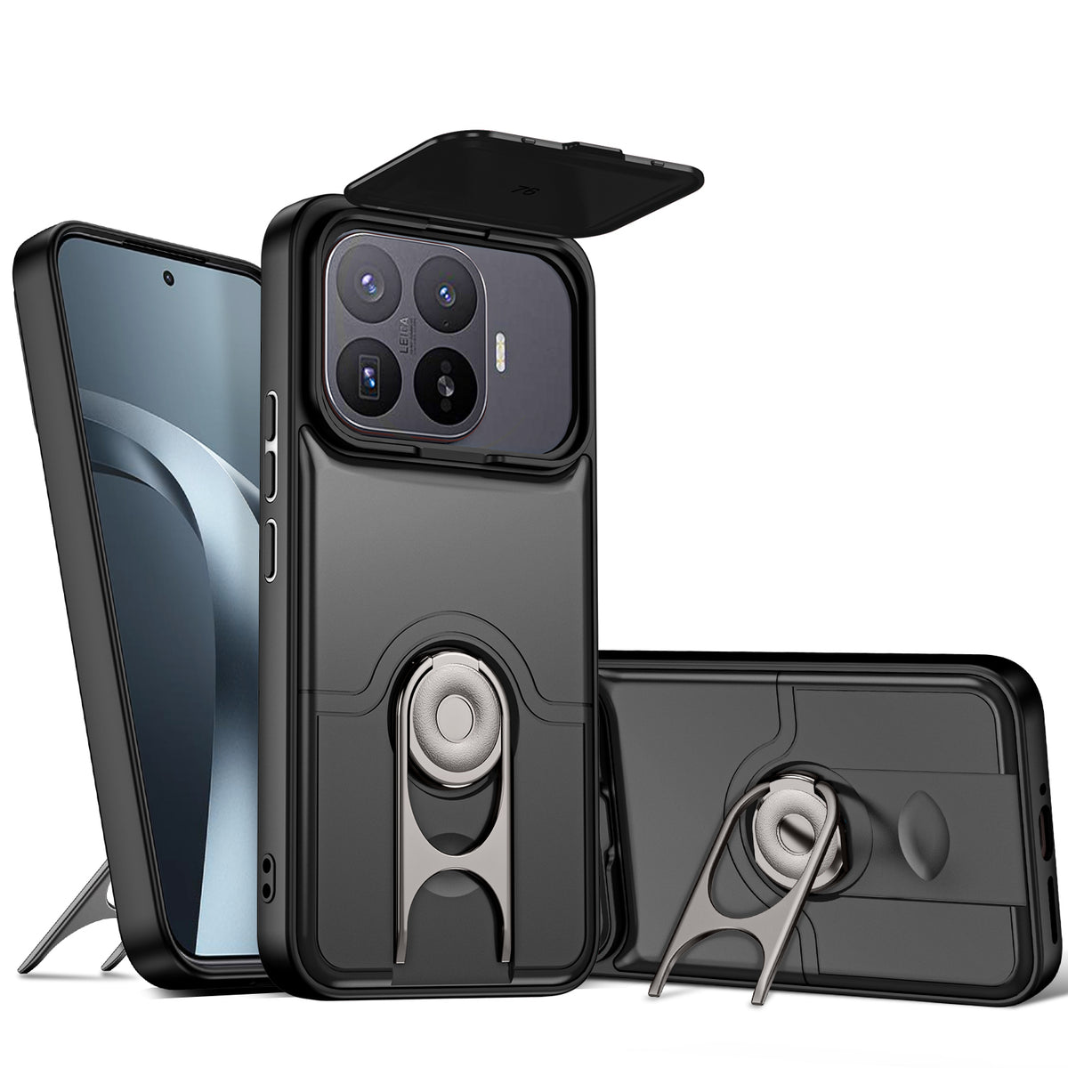 For Xiaomi 17T Pro Case with Slide Camera Cover Kickstand PC + TPU Protective Phone Shell