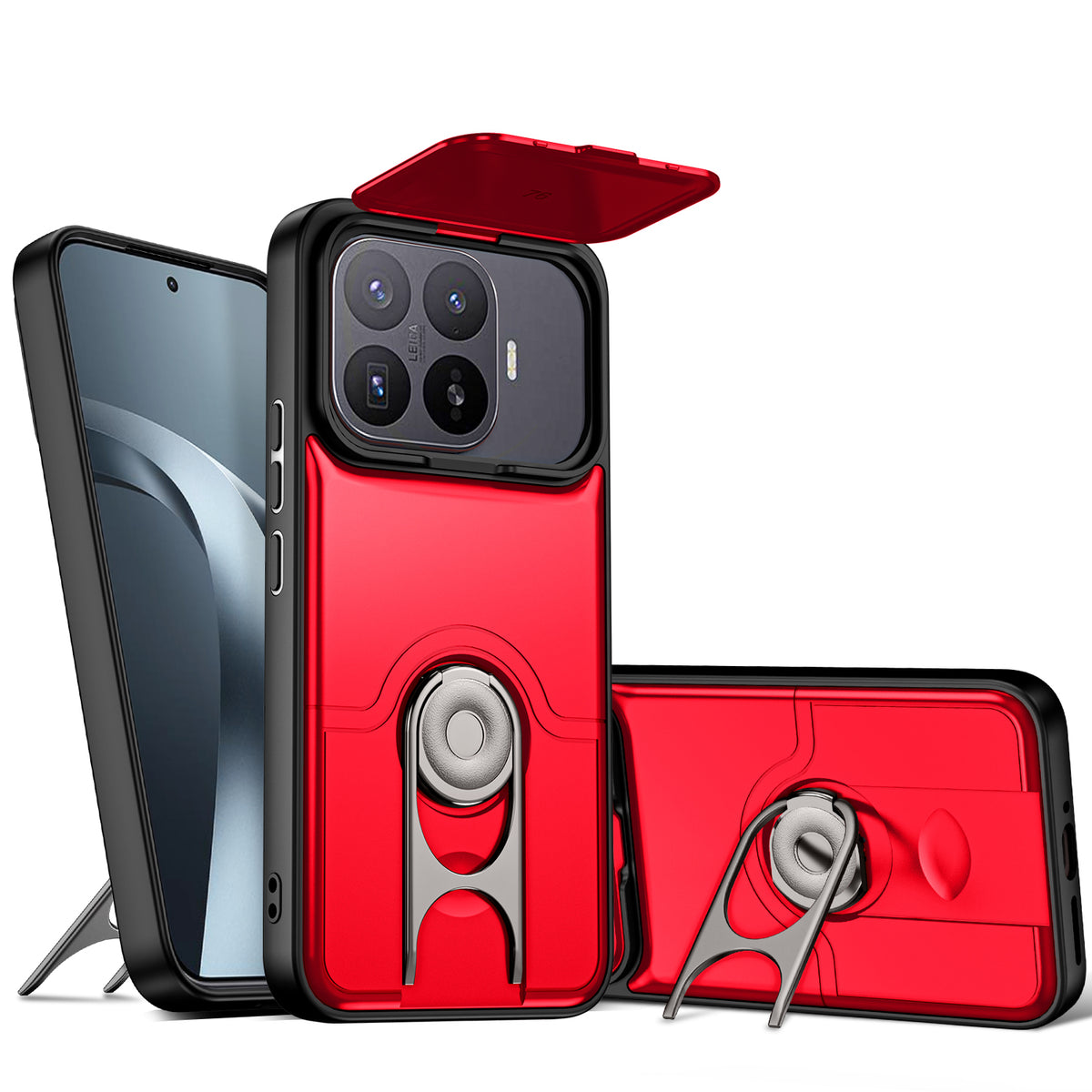 Til Xiaomi 17T Pro Cover med Skydbart Kameralåg Støttefod PC + TPU Beskyttende Telefoncover