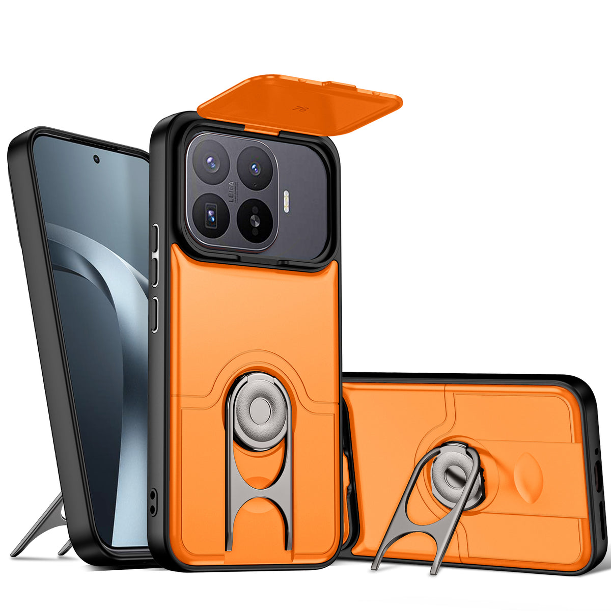 For Xiaomi 17T Pro Case with Slide Camera Cover Kickstand PC + TPU Protective Phone Shell