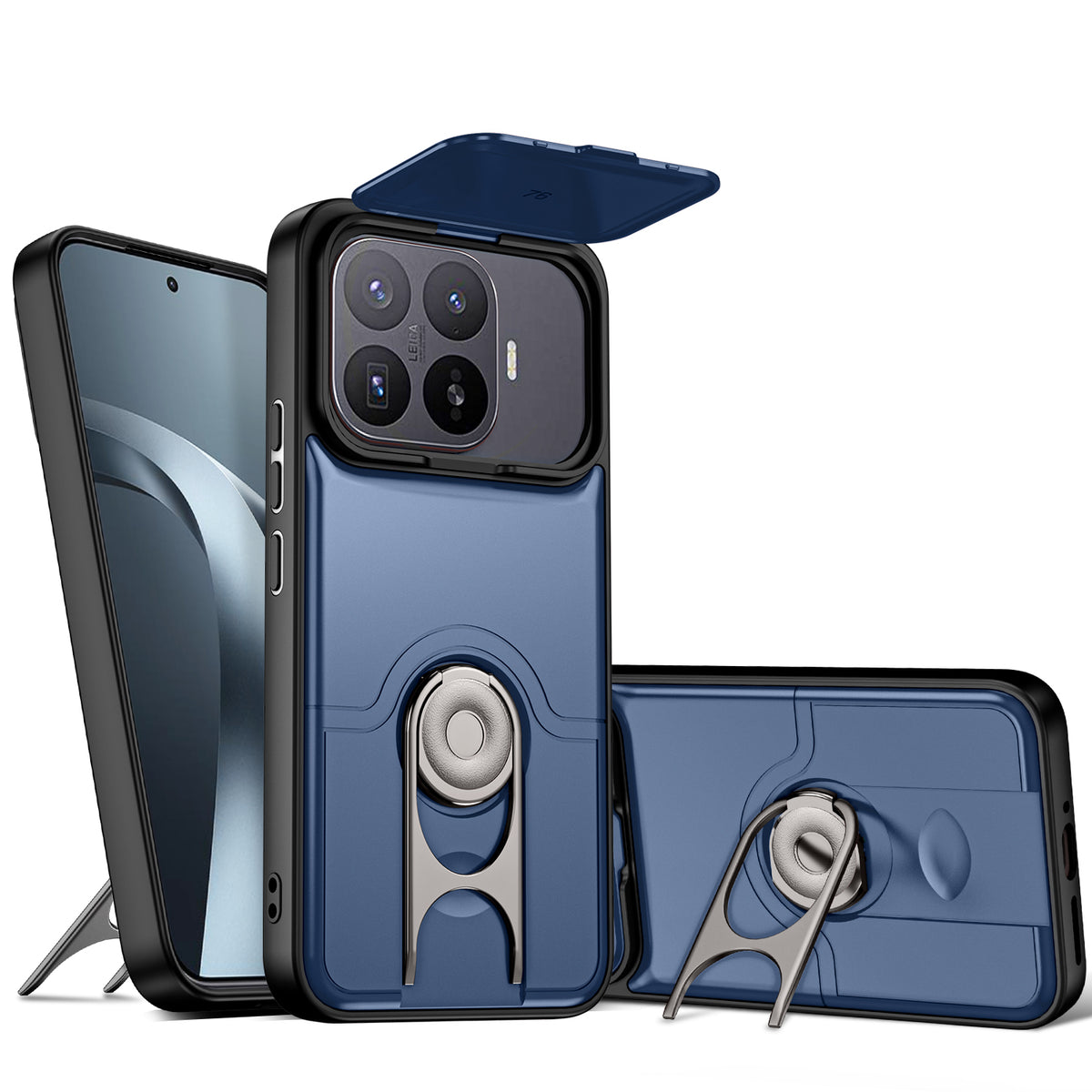 For Xiaomi 17T Pro Case with Slide Camera Cover Kickstand PC + TPU Protective Phone Shell