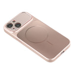 For iPhone 15 Magnetic Case AG Matte PC + TPU Shockproof Phone Cover with Lens Film