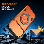 Til iPhone 16 Pro Max-cover med skydelinsedæksel, drejelig støttefod, stødsikker TPU + pc-telefoncover