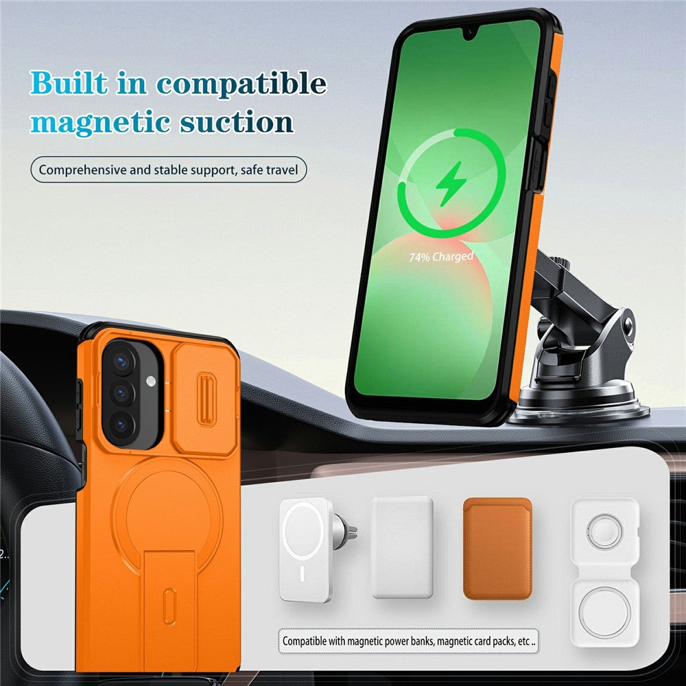 For Samsung Galaxy A27 5G Magnetic Case Kickstand Camera Slider PC + TPU Phone Cover