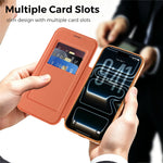 For iPhone 17 Pro Magnetic Case RFID Blocking Card Slots Leather Cover