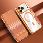 For iPhone 17 Pro Magnetic Case RFID Blocking Card Slots Leather Cover