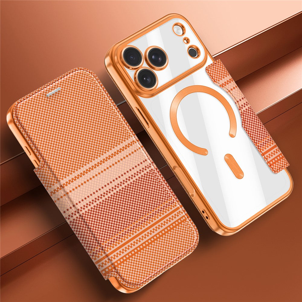 For iPhone 17 Pro Magnetic Case RFID Blocking Card Slots Leather Cover