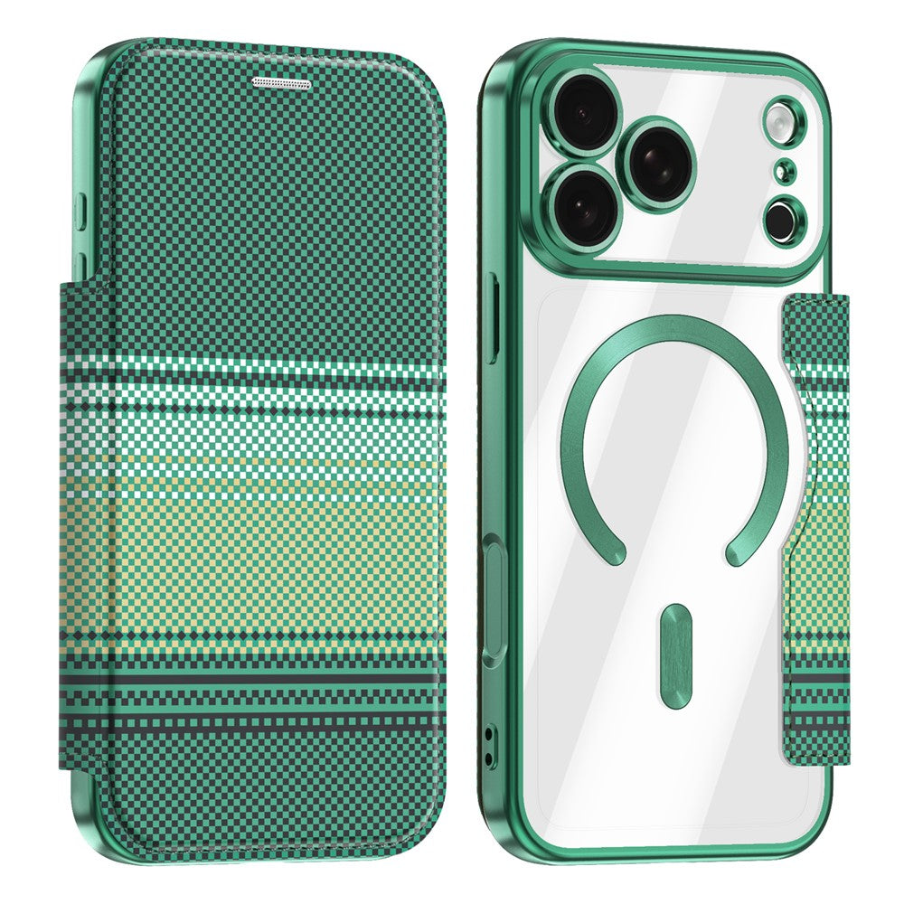 For iPhone 17 Pro Magnetic Case RFID Blocking Card Slots Leather Cover