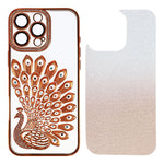 Til iPhone 16 Pro Max cover 3D påfugl elektroplettering rhinsten TPU telefoncover med glimmerkort