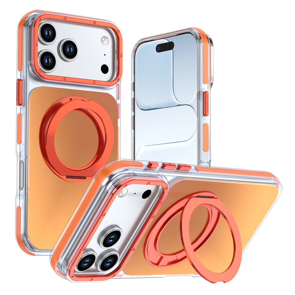 For iPhone 18 Pro Max / 17 Pro Max Magnetic Case Chameleon Gradient TPU + Acrylic Phone Cover with 360 Degree Rotating Kickstand