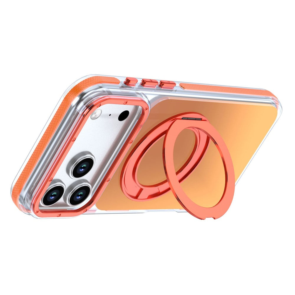 For iPhone 18 Pro Max / 17 Pro Max Magnetic Case Chameleon Gradient TPU + Acrylic Phone Cover with 360 Degree Rotating Kickstand