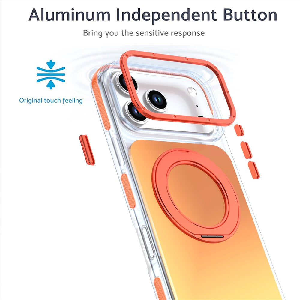 For iPhone 18 Pro Max / 17 Pro Max Magnetic Case Chameleon Gradient TPU + Acrylic Phone Cover with 360 Degree Rotating Kickstand