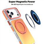 For iPhone 18 Pro Max / 17 Pro Max Magnetic Case Chameleon Gradient TPU + Acrylic Phone Cover with 360 Degree Rotating Kickstand