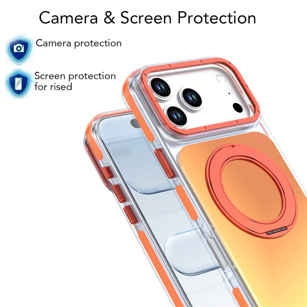 For iPhone 18 Pro Max / 17 Pro Max Magnetic Case Chameleon Gradient TPU + Acrylic Phone Cover with 360 Degree Rotating Kickstand