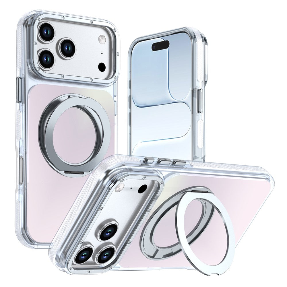 For iPhone 18 Pro Max / 17 Pro Max Magnetic Case Chameleon Gradient TPU + Acrylic Phone Cover with 360 Degree Rotating Kickstand