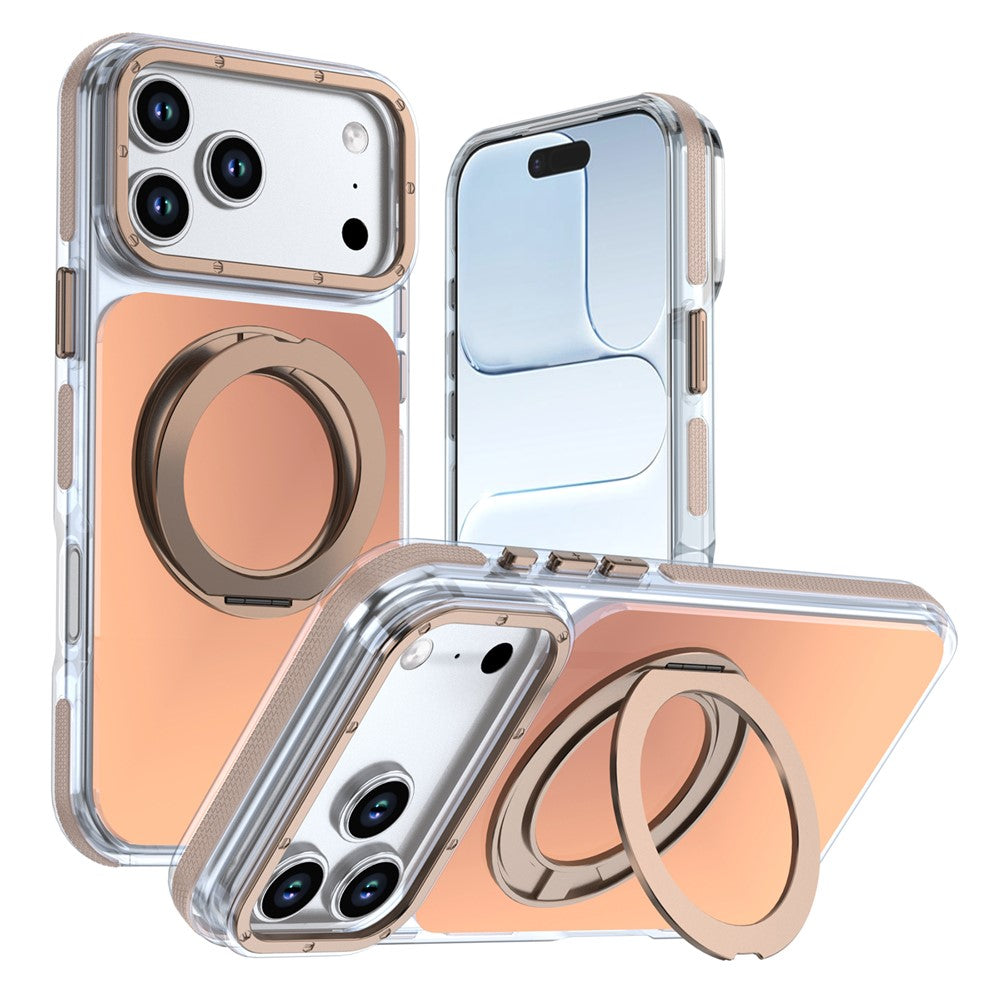 For iPhone 18 Pro Max / 17 Pro Max Magnetic Case Chameleon Gradient TPU + Acrylic Phone Cover with 360 Degree Rotating Kickstand