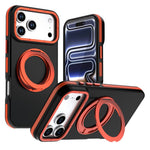 For iPhone 18 Pro / 17 Pro Magnetic Case Double Color Rotating Ring Kickstand PC + TPU Phone Cover