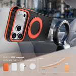 For iPhone 18 Pro / 17 Pro Magnetic Case Double Color Rotating Ring Kickstand PC + TPU Phone Cover