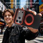 For iPhone 18 Pro / 17 Pro Magnetic Case Double Color Rotating Ring Kickstand PC + TPU Phone Cover