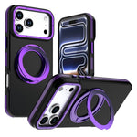 For iPhone 18 Pro / 17 Pro Magnetic Case Double Color Rotating Ring Kickstand PC + TPU Phone Cover