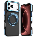 For iPhone 18 Pro / 17 Pro Magnetic Case Double Color Rotating Ring Kickstand PC + TPU Phone Cover