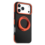 Til iPhone 18 Pro Max / 17 Pro Max Magnetisk Cover Dobbeltfarvet Roterende Ring Støtteben PC + TPU Telefoncover
