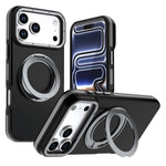 Til iPhone 18 Pro Max / 17 Pro Max Magnetisk Cover Dobbeltfarvet Roterende Ring Støtteben PC + TPU Telefoncover