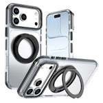 For iPhone 18 Pro / 17 Pro Magnetic Case Rotating Ring Kickstand Dual Color Acrylic + TPU Clear Phone Cover