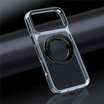For iPhone 18 Pro / 17 Pro Magnetic Case Rotating Ring Kickstand Dual Color Acrylic + TPU Clear Phone Cover