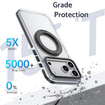 For iPhone 18 Pro / 17 Pro Magnetic Case Rotating Ring Kickstand Dual Color Acrylic + TPU Clear Phone Cover