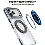 For iPhone 18 Pro / 17 Pro Magnetic Case Rotating Ring Kickstand Dual Color Acrylic + TPU Clear Phone Cover