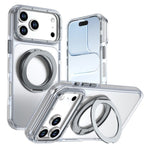 For iPhone 18 Pro / 17 Pro Magnetic Case Rotating Ring Kickstand Dual Color Acrylic + TPU Clear Phone Cover