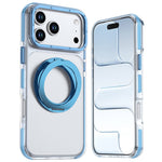 For iPhone 18 Pro / 17 Pro Magnetic Case Rotating Ring Kickstand Dual Color Acrylic + TPU Clear Phone Cover