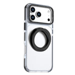 For iPhone 18 Pro Max / 17 Pro Max Magnetic Case Rotating Ring Kickstand Dual Color Acrylic + TPU Clear Phone Cover