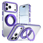 For iPhone 18 Pro Max / 17 Pro Max Magnetic Case Rotating Ring Kickstand Dual Color Acrylic + TPU Clear Phone Cover