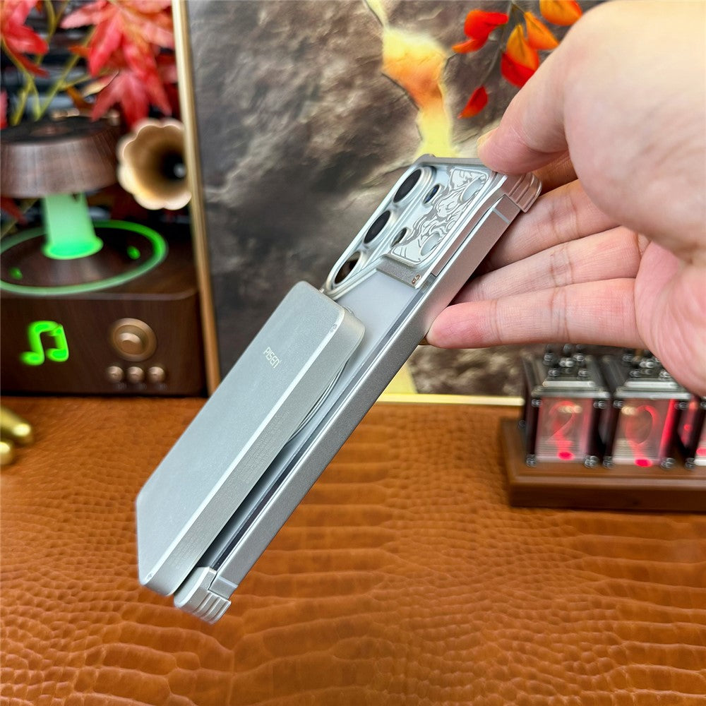 Samsung Galaxy S24 Ultra Ramlöst Skal Magnetiskt Stativ Hästmönster Genomskinligt Matt PC mobilskal