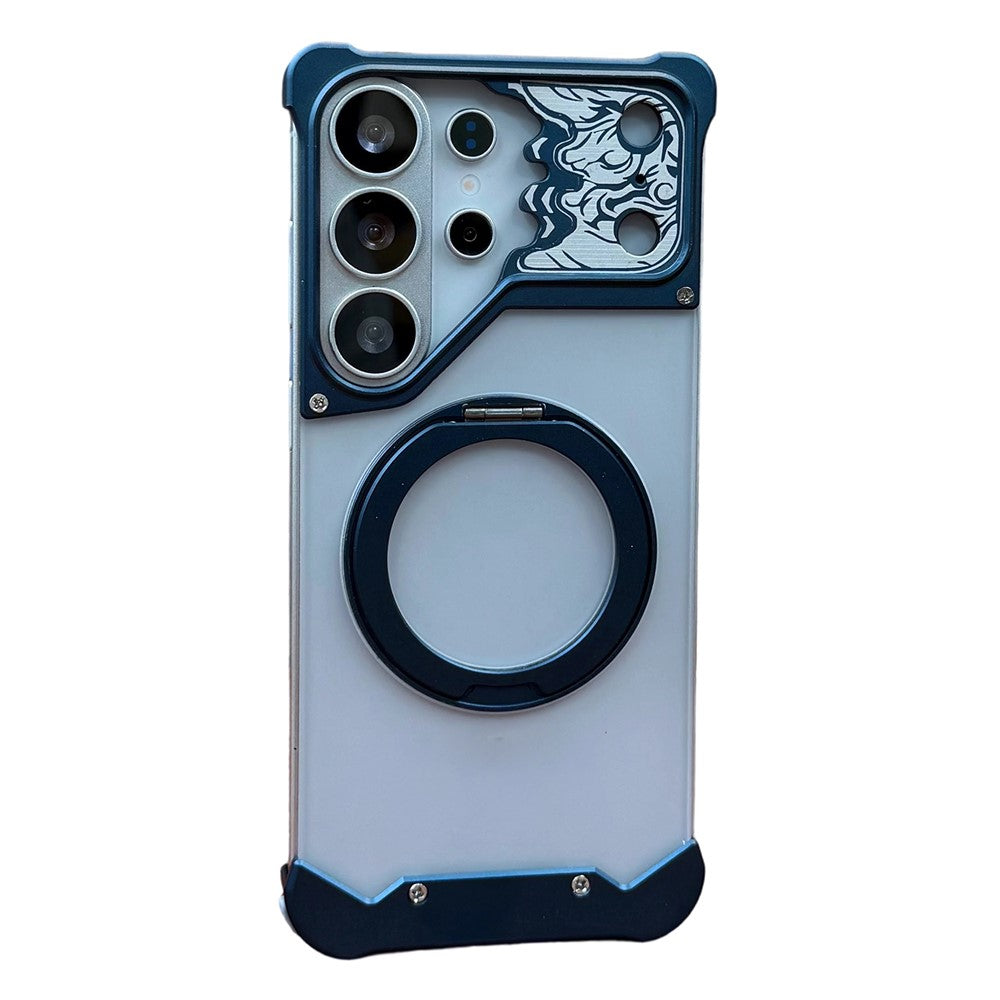 Samsung Galaxy S24 Ultra Ramlöst Skal Magnetiskt Stativ Hästmönster Genomskinligt Matt PC mobilskal
