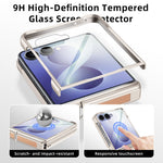 Til Samsung Galaxy Z Flip8 5G Cover med hængsel, støttefod, læder, pc-telefoncover med HD Klar Skærmbeskytter